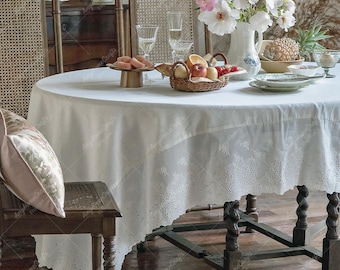French Lace Embroidered Tablecloth: Elegant Wedding & Home Decor