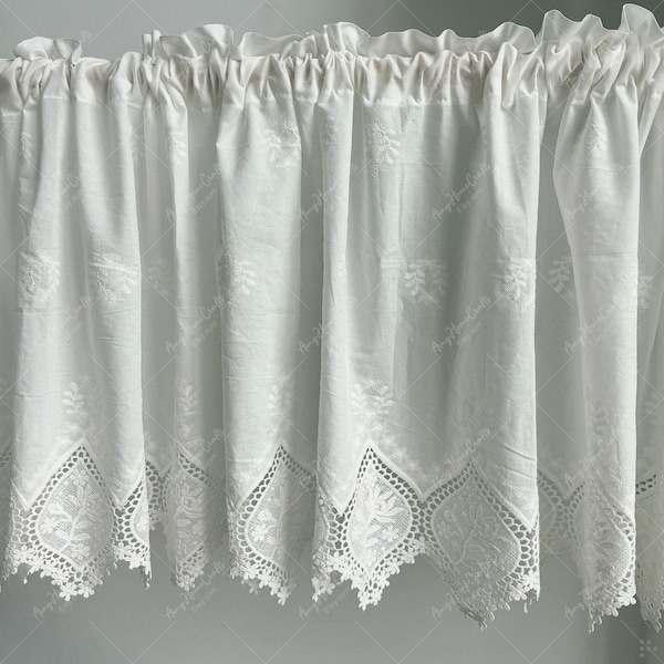 Romantischer bestickter Baumwollspitze Volant: Shabby Chic Küchen Vorhang