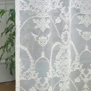 Vintage Baroque Lace Curtain Panel,White Sheer Embroidered Window Drapes for Living Room, Bedroom or Kitchen Decor