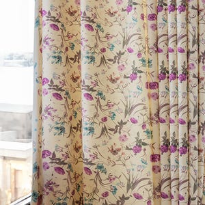 Rideaux fleuris, élégants rideaux semi-bloquants pour chambre à coucher, rideaux fleuris teints réactifs, inspiration vintage