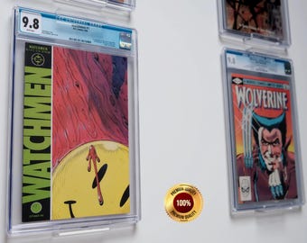 Premium Acrylic Comic Book Wall Mount – Floating Graded Slab Display Shelf Hanger CGC CBCS Clear Transparent (Clear/Black) - US Tariff Free