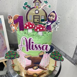 Cake topper masha, masha and the bear