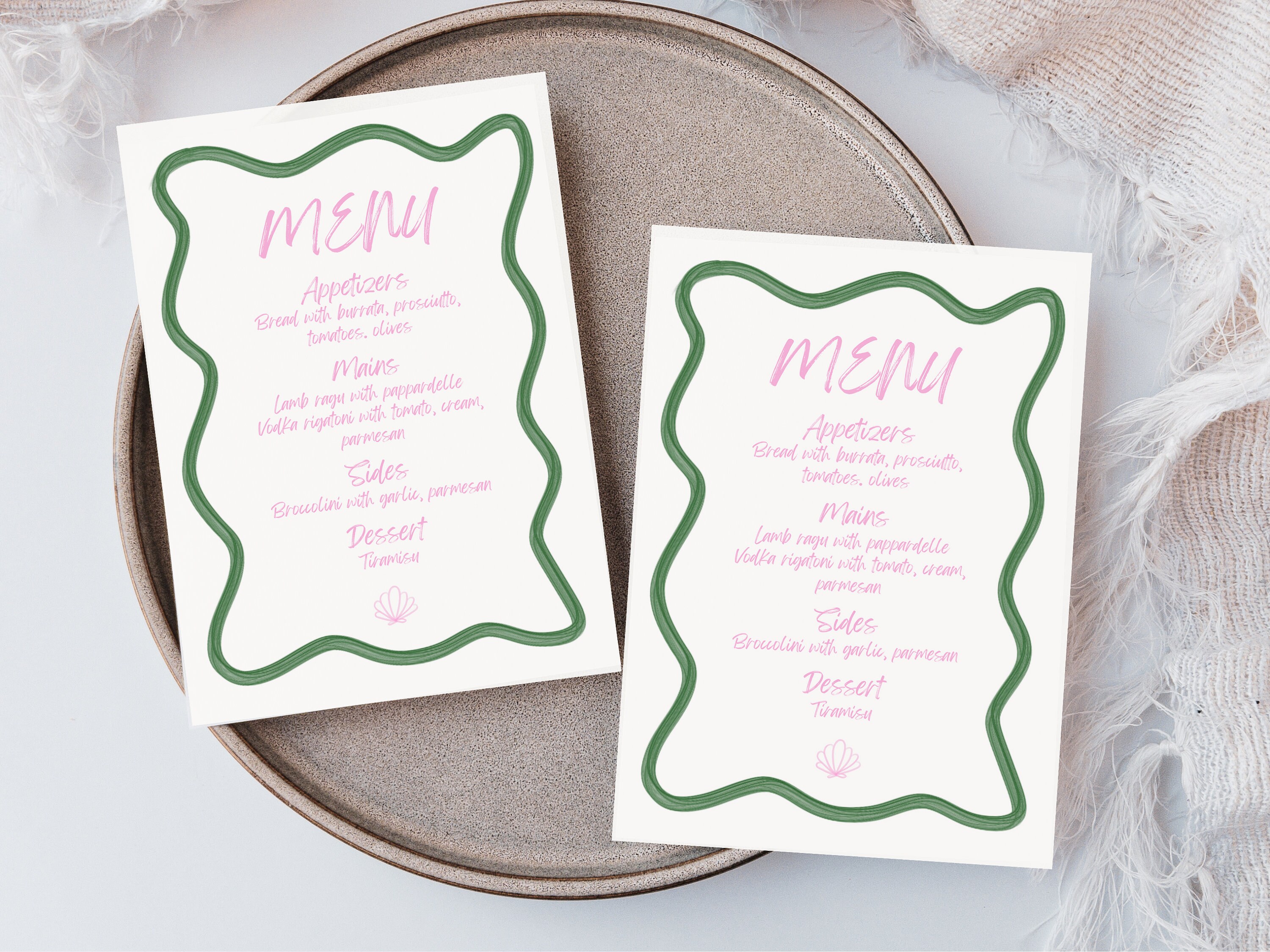 Invitation Menu Border Sample Menu Wavy Hand Painted Border Editable Template Instant Download ...