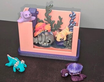 Fish Tank for Mini 3D Prints - 3D Printed - Pretend Play - Birthday Gift, Christmas Present and Easter! Animals-Turtles, Axolotls, Fish, etc