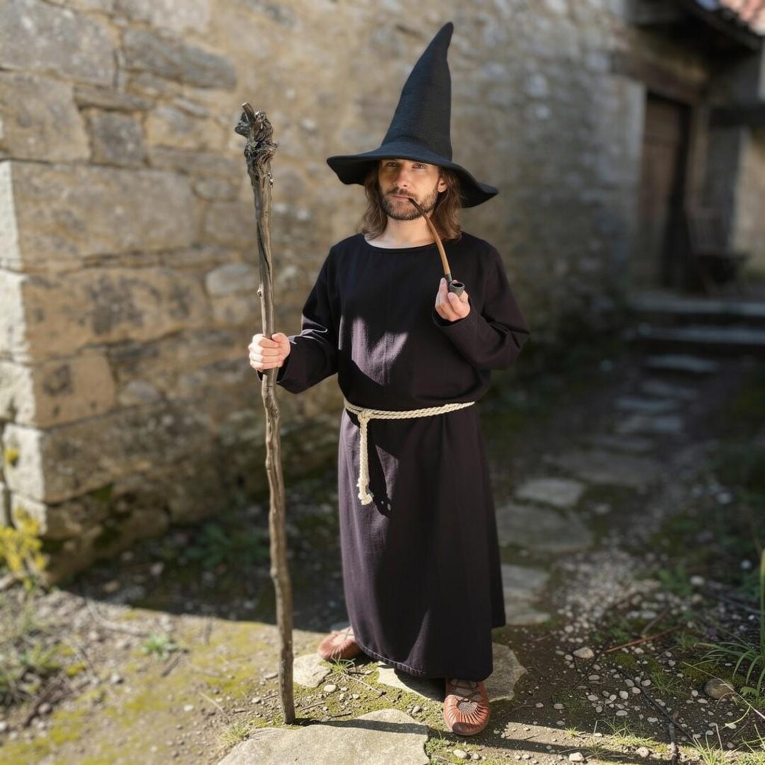 Wizard Without Robe Wizard's or Magician's Robe, Black, With Rope Belt, Cotton | Wizard's ...