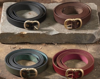 Cintura medievale in pelle: fibbia in ottone, 160 cm, vari colori | Cintura lunga medievale, Tardo Medioevo, LARP, Rievocazione storica