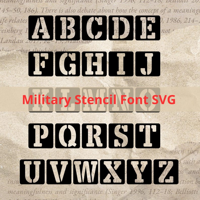Military Font Alphabet Svg Png Jpg Stencil Block Letters for DIY Wall ...