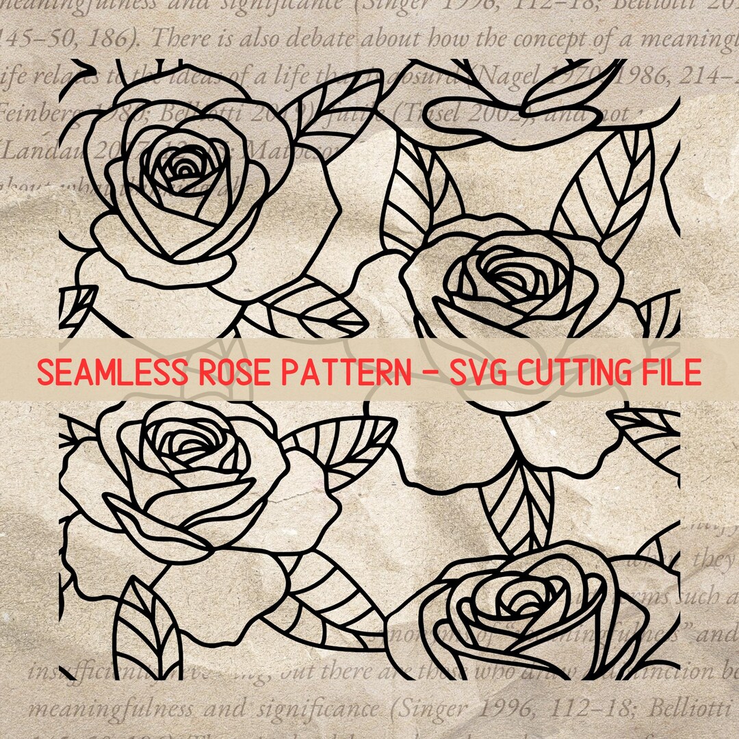 Rose Stencil SVG for DIY Crafts - Floral Repeat Pattern With Overlap ...