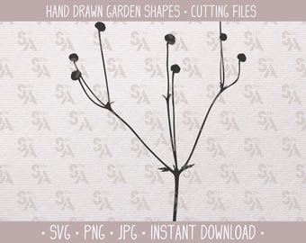 Garden Shapes SVG Hand-Draw Branch Floral Design para Cricut Silhouette DIY Crafts Home Decor Stencil Cutting File Unique Floral Clipart