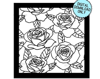 Rose Stencil SVG for Cricut, Laser Cutting Floral Wall Furniture Decor (Digital Download)