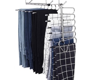 Multi-Tier Stainless Steel Pants Hangers, Non-Slip Closet Organizer, Space-Saving Storage