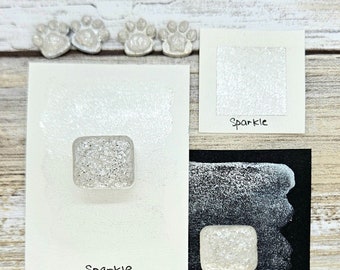 Sparkle | Glitter Handmade Watercolor Paint | Paw Sampler | 1ml Quarter Pan | 2ml Half Pan | Dot Card