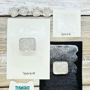 Sparkle | Glitter Handmade Watercolor Paint | Paw Sampler | 1ml Quarter Pan | 2ml Half Pan | Dot Card