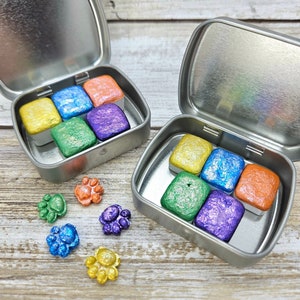 ソーダポップセット | 手作り水彩絵の具 | カラーシフト | 2ml ハーフパンセット | 1ml ハーフクォーターセット | 足跡カード