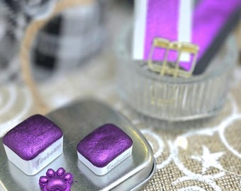 Compote | Blue Handmade Watercolor Paint | Chrome | Paw Sampler | 1ml Quarter Pan | 2ml Half Pan | Dot Card