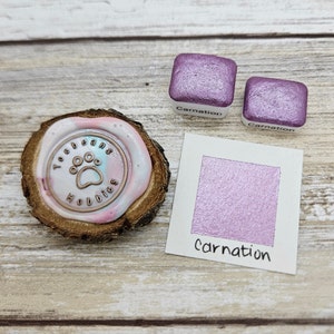 Carnation | Purple Handmade Watercolor Paint | Mica Metallic | Paw Sampler | 1ml Quarter Pan | 2ml Half Pan | Dot Card