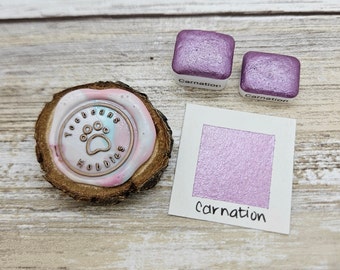 Carnation | Purple Handmade Watercolor Paint | Mica Metallic | Paw Sampler | 1ml Quarter Pan | 2ml Half Pan | Dot Card