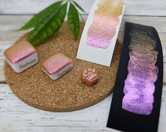 Rosy Brown | Handmade Watercolor Paint | Colourshift | Paw Sampler | 1ml Quarter Pan | 2ml Half Pan | Dot Card