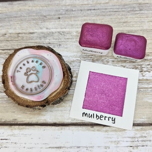 Mulberry | Purple Handmade Watercolor Paint | Mica Metallic | Paw Sampler | 1ml Quarter Pan | 2ml Half Pan | Dot Card