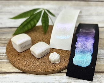 Pegasus | Handmade Watercolor Paint | Colourshift | Paw Sampler | 1ml Quarter Pan | 2ml Half Pan | Dot Card