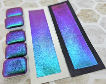 ナイトシェード | 手作り水彩絵の具 | スーパーシフターカメレオン | 足のサンプラー | 1ml クォーターパン | 2ml ハーフパン