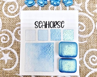 Seahorse | Handmade Watercolor Paint | Colourshift | Paw Sampler | 1ml Quarter Pan | 2ml Half Pan