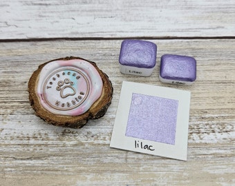 Lilac | Purple Handmade Watercolor Paint | Mica Metallic | Paw Sampler | 1ml Quarter Pan | 2ml Half Pan | Dot Card