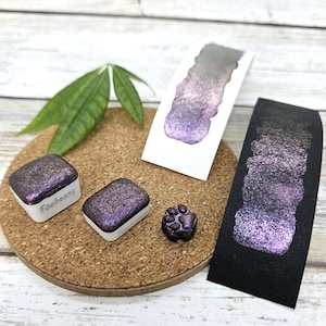 Nebel | Handmade Aquarellfarbe | Farbwechsel | Pfote Sampler | 1ml Viertel-Pfanne | 2ml Halbe Pfanne | Punkt Karte