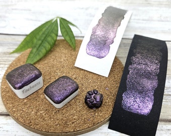 Nebula | Handmade Watercolor Paint | Colourshift | Paw Sampler | 1ml Quarter Pan | 2ml Half Pan | Dot Card