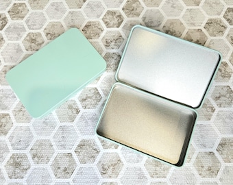 Medium Green Metal Hinged Tin | Watercolour Pans Storage