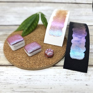 シャム | 手作り水彩絵の具 | カラーシフト | 足跡サンプラー | 1ml クォーターパン | 2ml ハーフパン | ドットカード