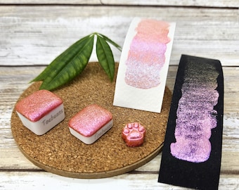 Ravish | Handmade Watercolor Paint | Colourshift | Paw Sampler | 1ml Quarter Pan | 2ml Half Pan | Dot Card