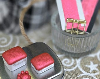 Infusion | Red Handmade Watercolor Paint | Chrome | Paw Sampler | 1ml Quarter Pan | 2ml Half Pan | Dot Card