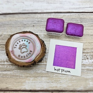 Pintura de acuarela hecha a mano en color morado intenso/mica metalizada/muestra de pata/cuarto de pastilla de 1 ml/media pastilla de 2 ml/tarjeta de puntos