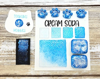 Cream Soda | Blue Handmade Watercolor Paint | Colourshift | Paw Sampler | 1ml Quarter Pan | 2ml Half Pan | Dot Card