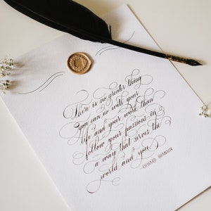 Custom handwritten calligraphy, quote, wedding vows, song lyrics, anniversary gift