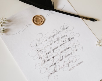 Custom Handwritten Calligraphy Quote, Love Letter, Wedding Vows (A4 Paper)