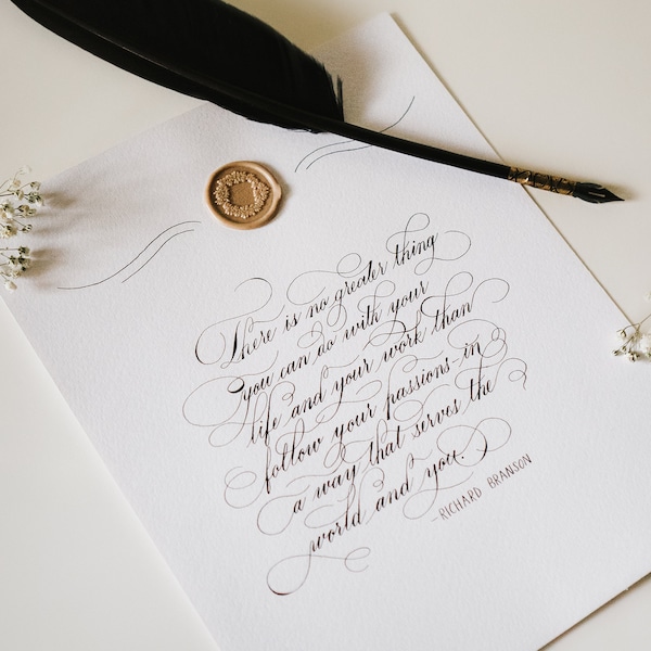 Custom handwritten calligraphy, quote, wedding vows, song lyrics, anniversary gift