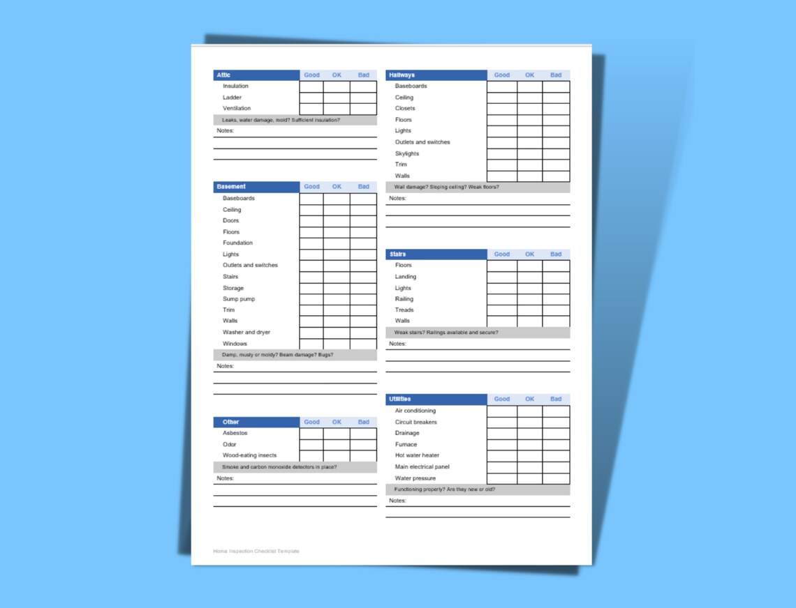 Home Inspection, Inspection Checklist, Home Checklist, House Checklist