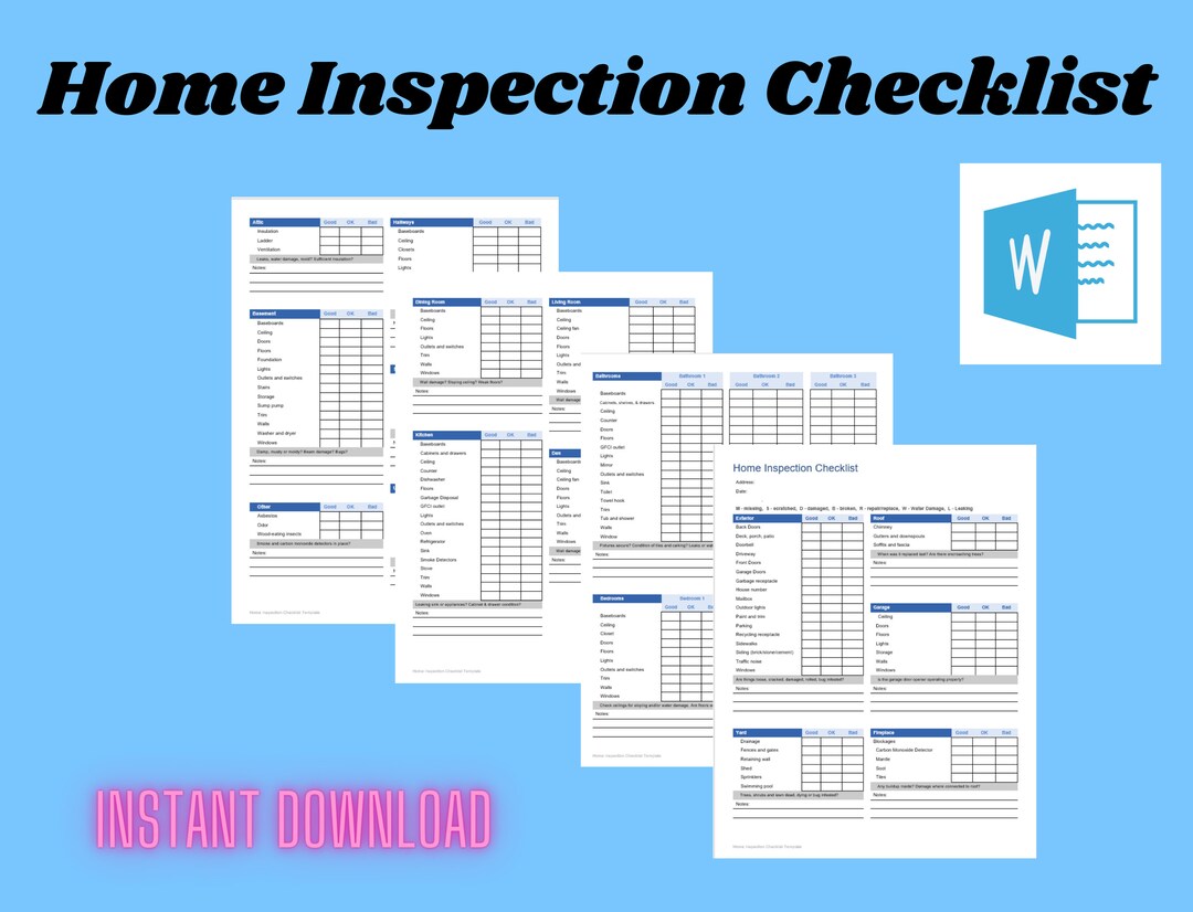Home Inspection, Inspection Checklist, Home Checklist, House Checklist