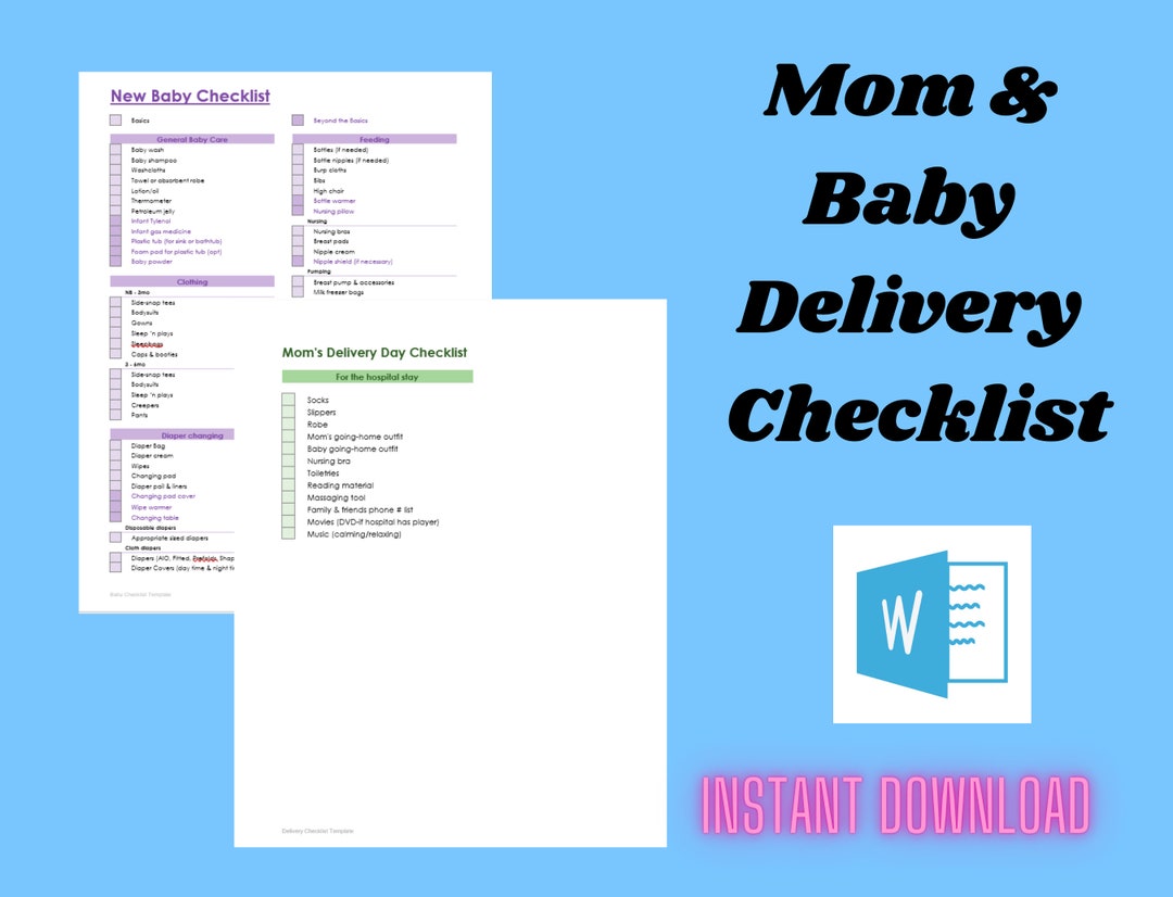 New Baby Checklist, New Born Checklist, Mom Checklist, Hospital Bag ...