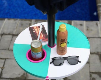 Interchangeable Beach Umbrella Table w/ Cup Holders
