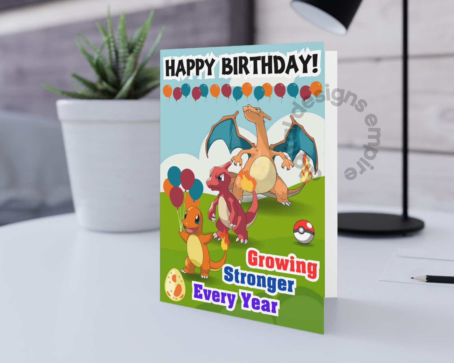 Pokemon Birthday Card Printable Charmander Birthday Card Etsy