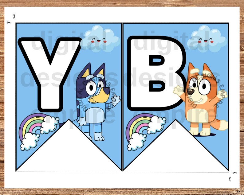 Bluey Birthday Banners Printable Bluey Flags Personalized - Etsy Singapore