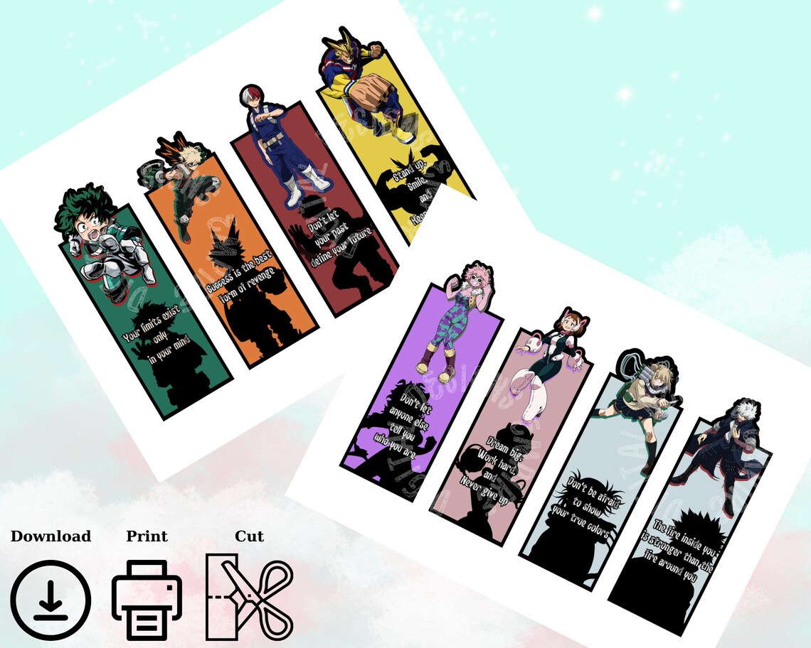 Printable My Hero Anime Bookmarks Cute Book Marks Gift for Etsy