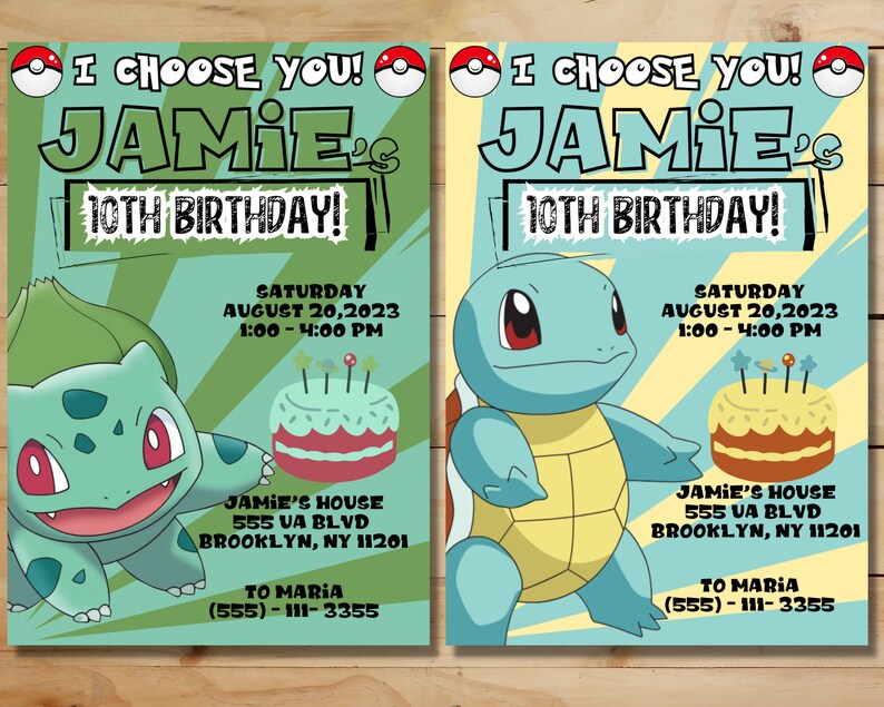 Pokemon Birthday Invitation Pikachu Invitation Charmander Etsy