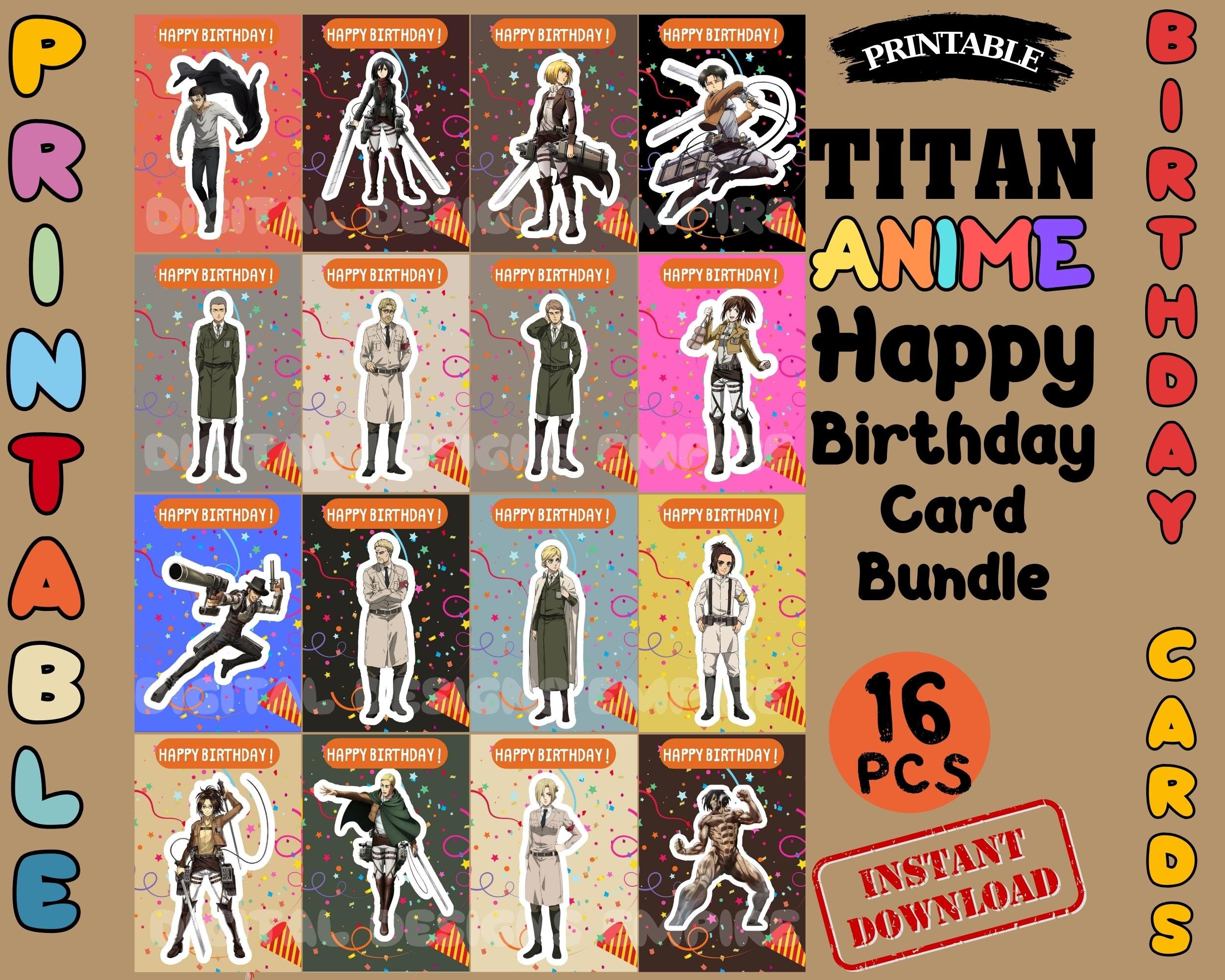 Attack Titans Greeting Card, Anime Postcards Attack Titans