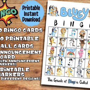 Printable Bluey Bingo Kids Party Game Bluey Bingo Cards - Etsy New Zealand