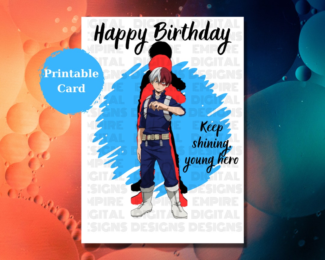 Printable Anime Birthday Card for Kids Fire Ice Hero Happy - Etsy