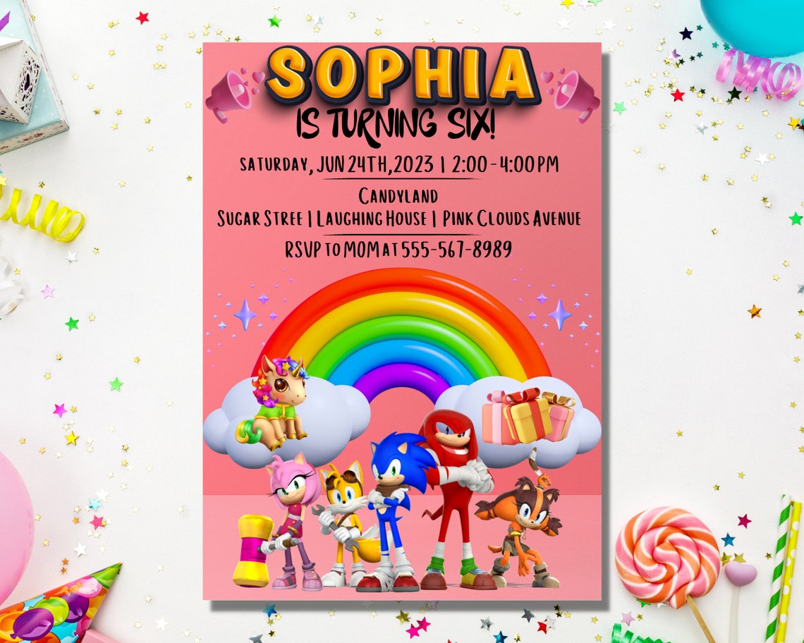 Printable Sonic Birthday Invitation Personalized Sonic the Etsy